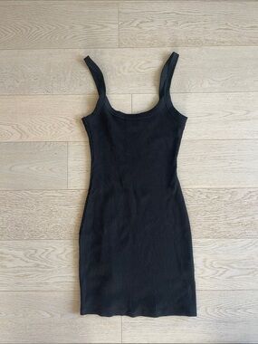 SUPRE Black Ribbed Mini Dress